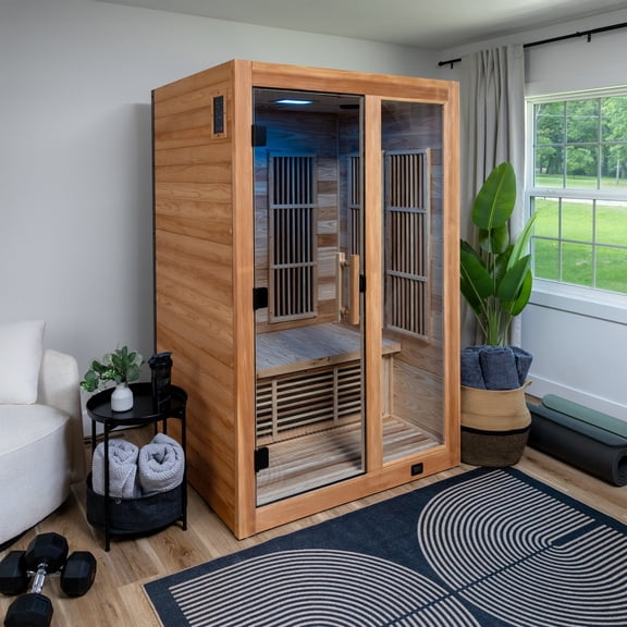 Backyard Discovery Rylan 2-Person Infrared Sauna, 8 Infrared Heaters, Red Light Therapy