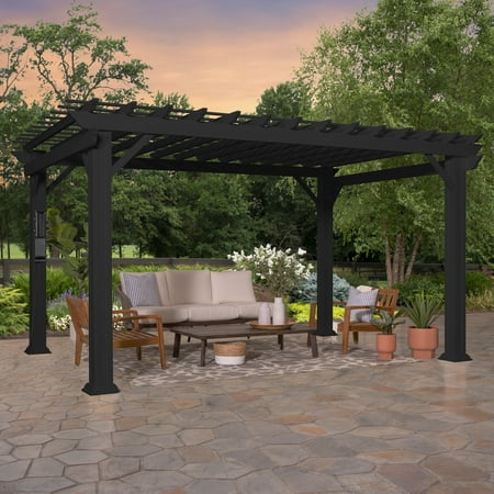 Backyard Discovery Stratford 14x12' Galvanized Steel Pergola, Shade Sail Canopy, PowerPort