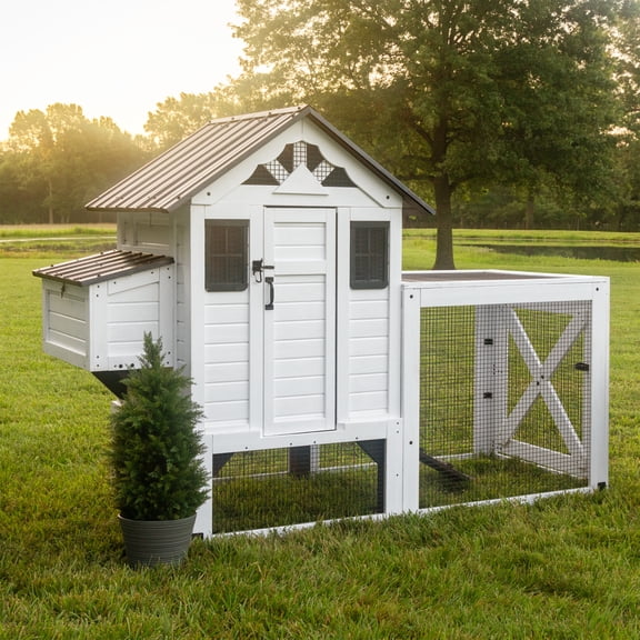 Backyard Discovery Sweetwater Cedar Wooden Chicken Coop for 4-6 Chickens, Run, Nesting Box