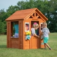 thumbnail interactive-video image 1 of Backyard Discovery Timberlake Cedar Wooden Kids Playhouse, Play Kitchen, Snack Bar Window, 1 of 10