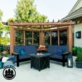 thumbnail image 1 of Backyard Discovery Tuscany Cabana 154.8" x 115.2" x 90" Indigo Cedar Wood Pergolas, Built-In Seating, 1 of 9