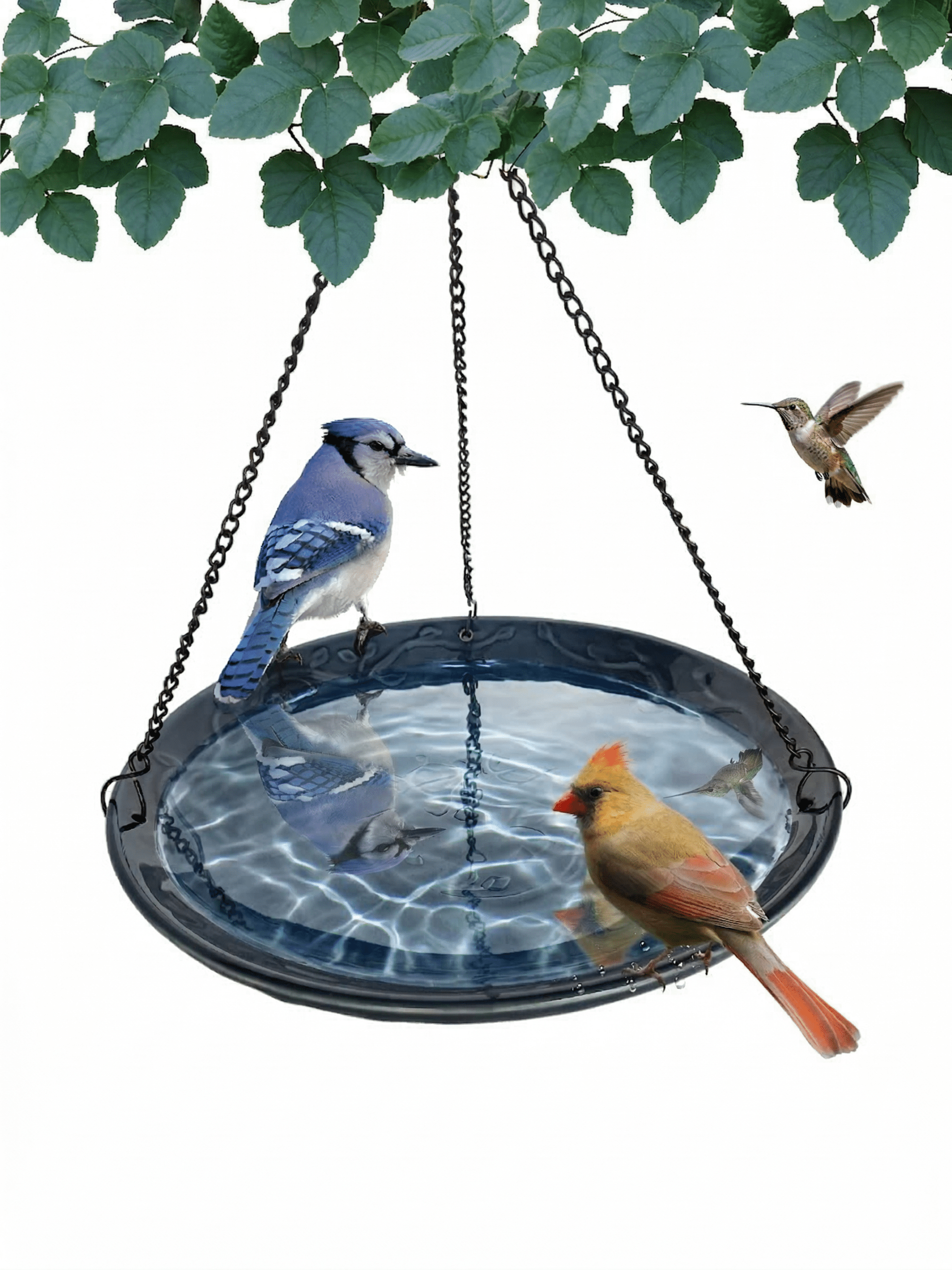 Backyard Essentials Bird Bath Hanging Birdbath Blue Bluebird for Bird Feeders
