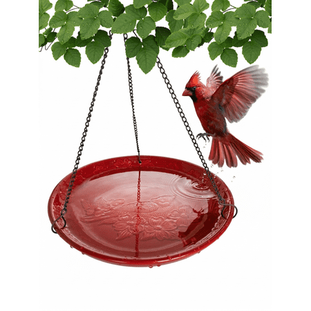 Backyard Essentials Bird Bath Hanging Birdbath Cardinal Red for Bird Feeders