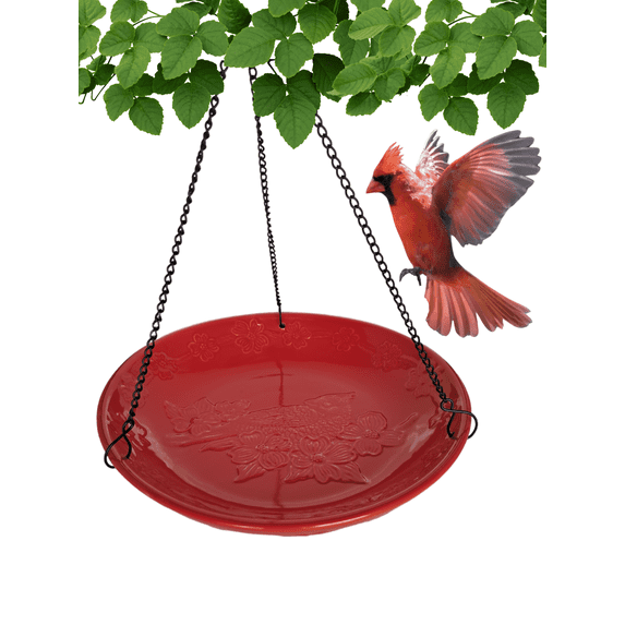 Backyard Essentials Bird Bath Hanging Birdbath Cardinal Red for Bird Feeders