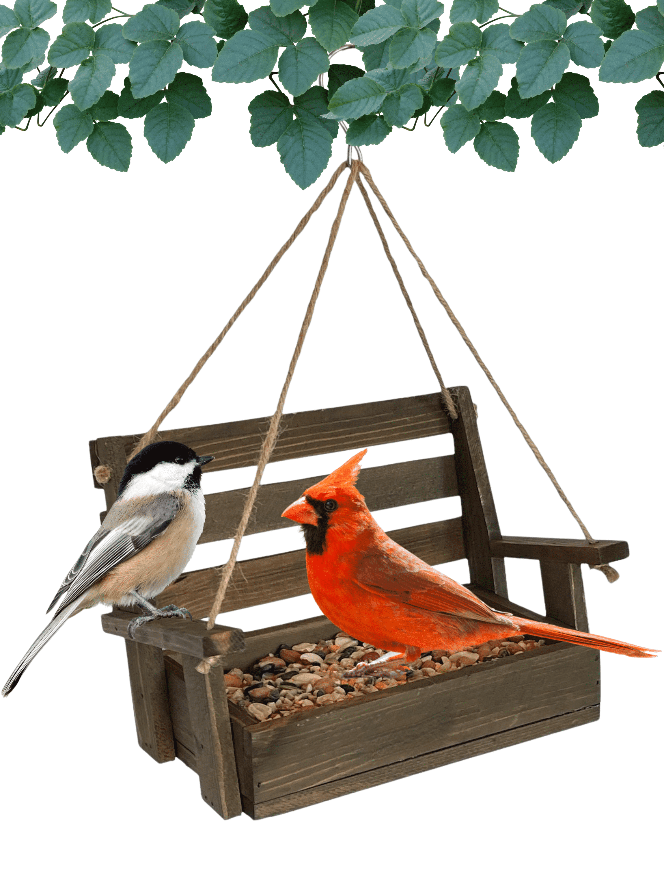 Backyard Essentials Porch Swing Bird Feeder Hanging Squirrel Feeder Brown