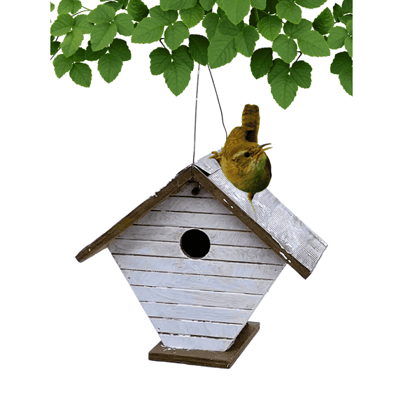 Backyard Essentials Shiplap Bird House White Wren Birdhouse