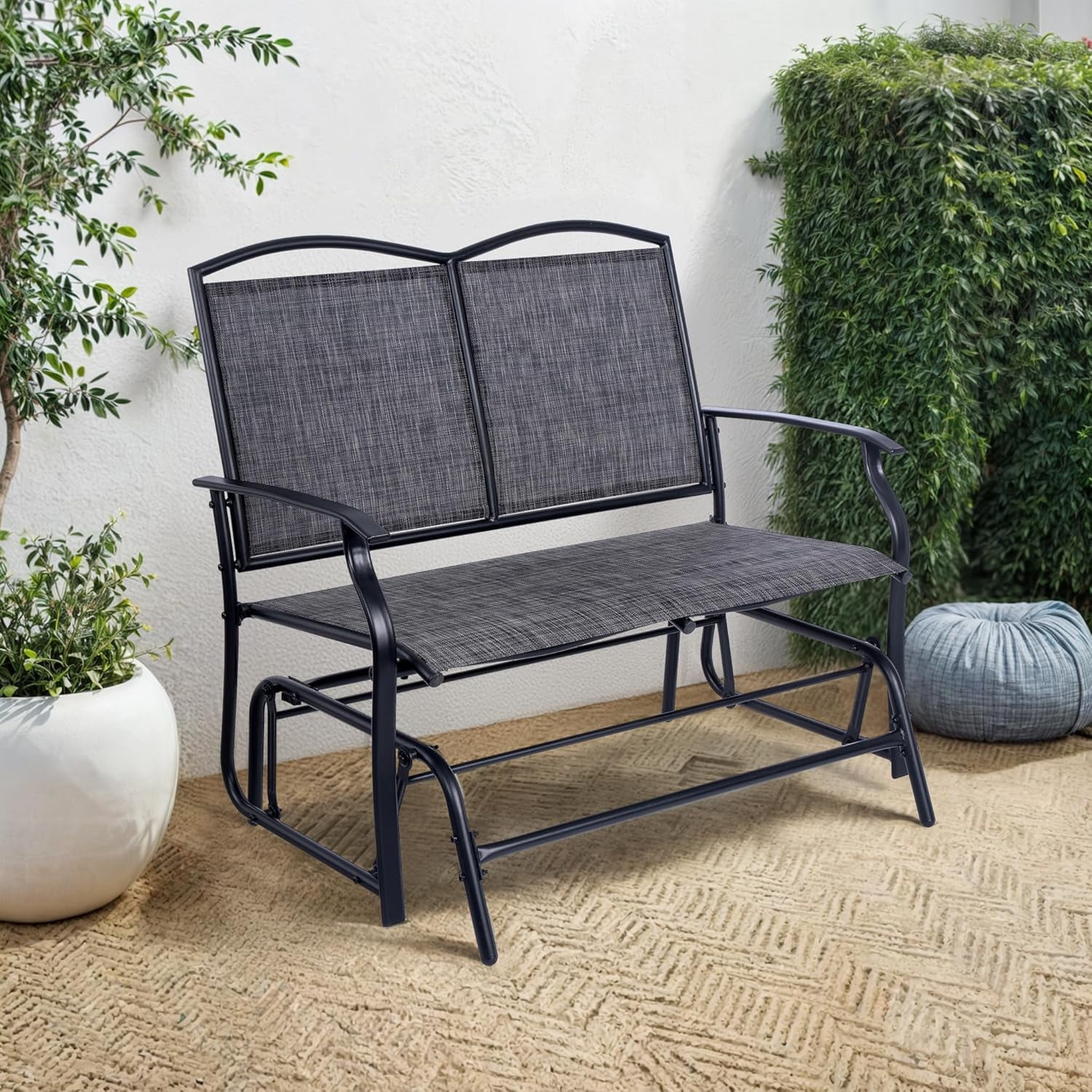 2 Person Rocker Backyard Expressions 2-Person Outdoor Glider Bench Double Swing Rocking ...