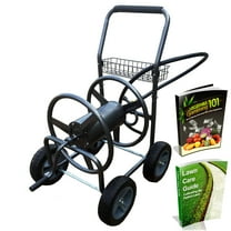 Backyard Expressions Commercial Four Wheel Hose Reel Cart - Heavy Duty Rolling Hose Caddie for Gardening - 350 Ft Hose Capacity