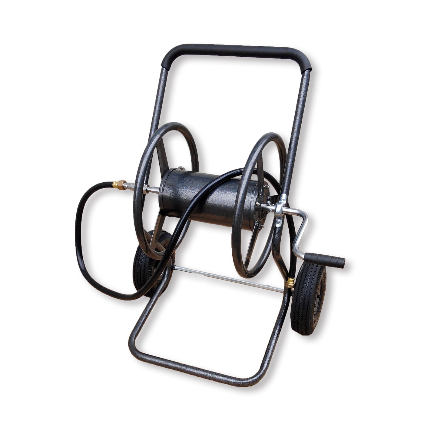 Heavy Duty Black Metal Two Wheel Hose Reel Cart