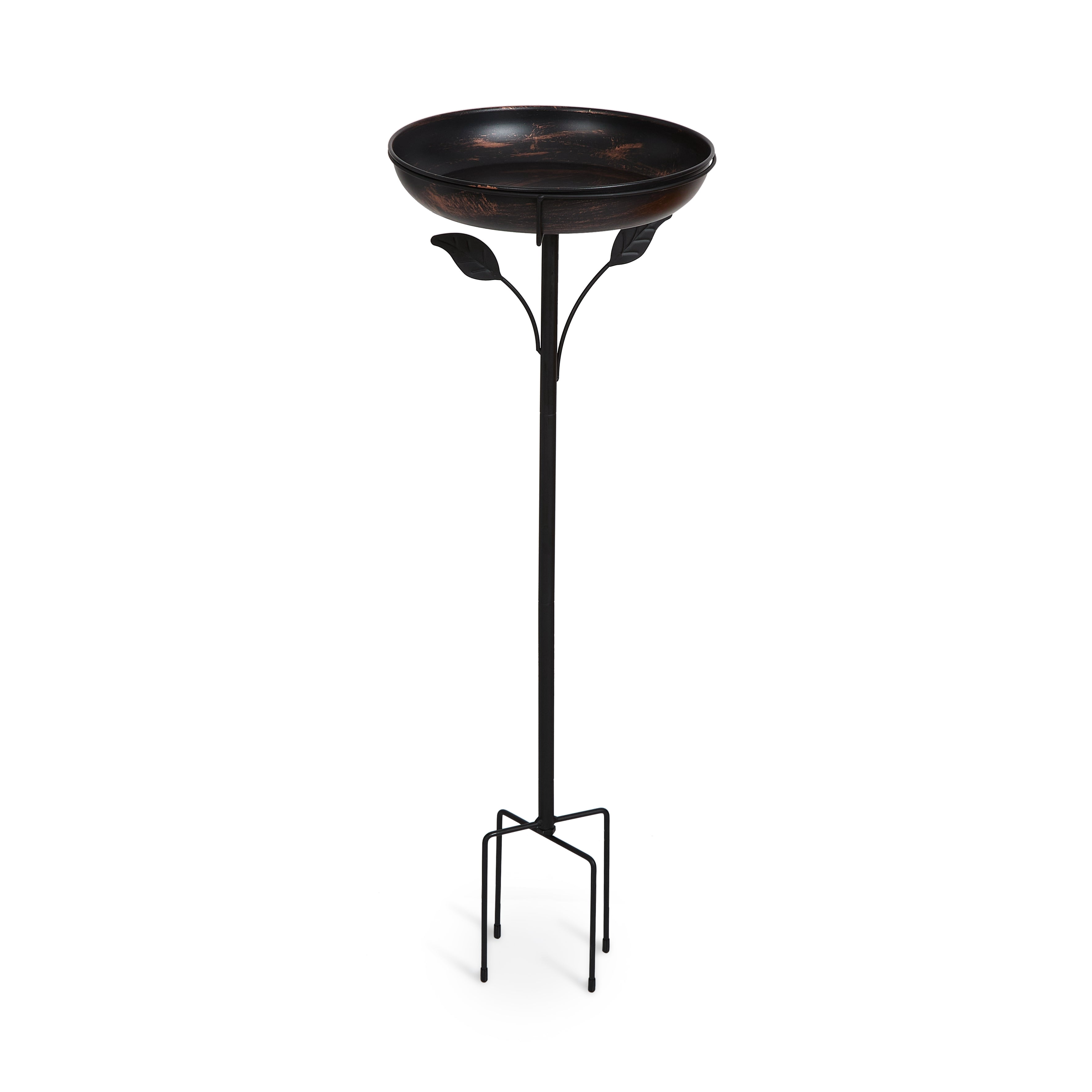 Backyard Expressions Decorative Metal Garden Bird Bath with Leaf Accent Pedestal - Antique Bronze Finish