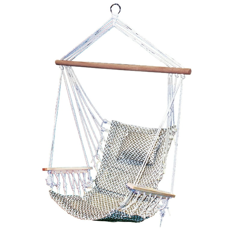 Backyard Expressions Hanging Hammock Chair Grey Herringbone Pattern Polyester Cotton Fabric Walmart