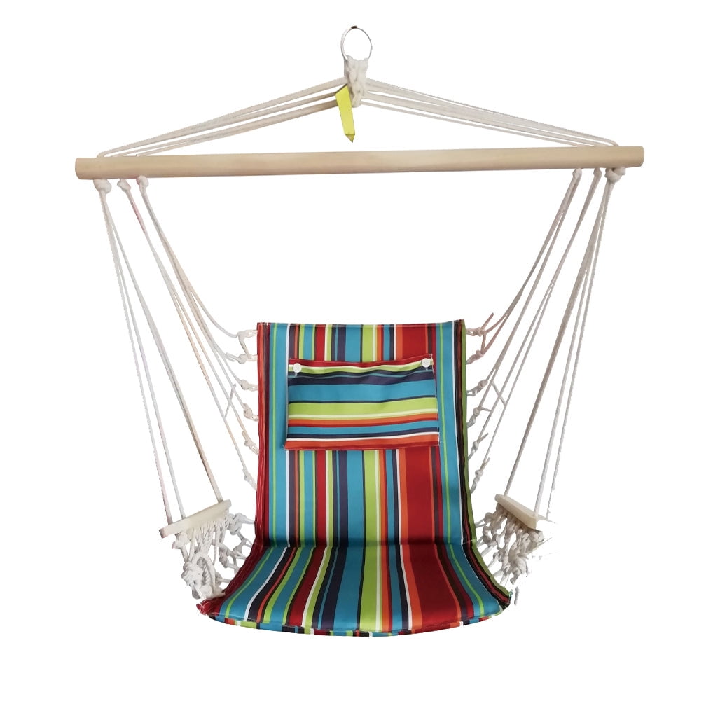 Backyard Expressions Hanging Hammock Chair - Tropical Stripes - Polyester/Cotton Fabric