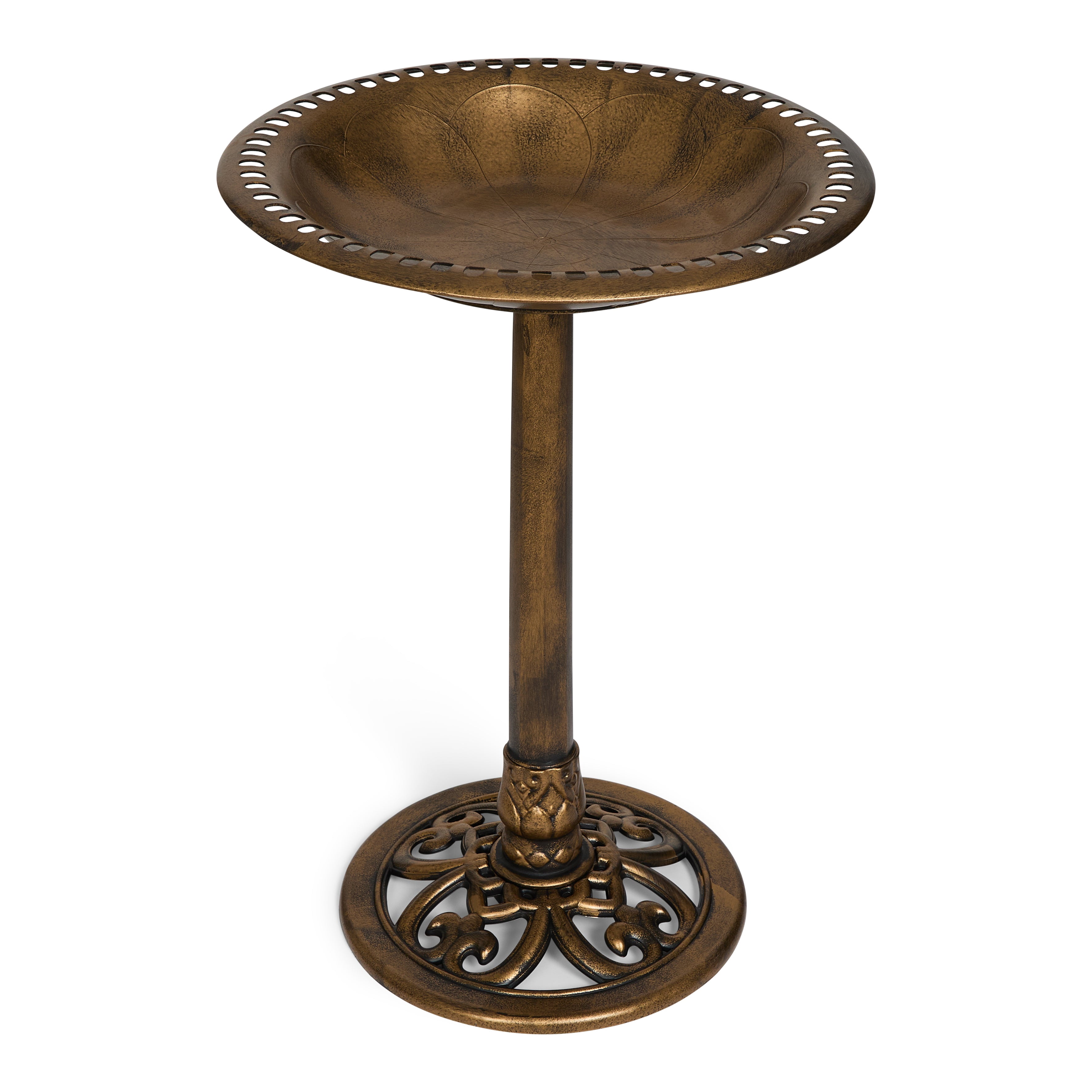 Backyard Expressions Outdoor Garden Bird Bath - Bronze - Weather Resistant Polyresin - 27 Inch