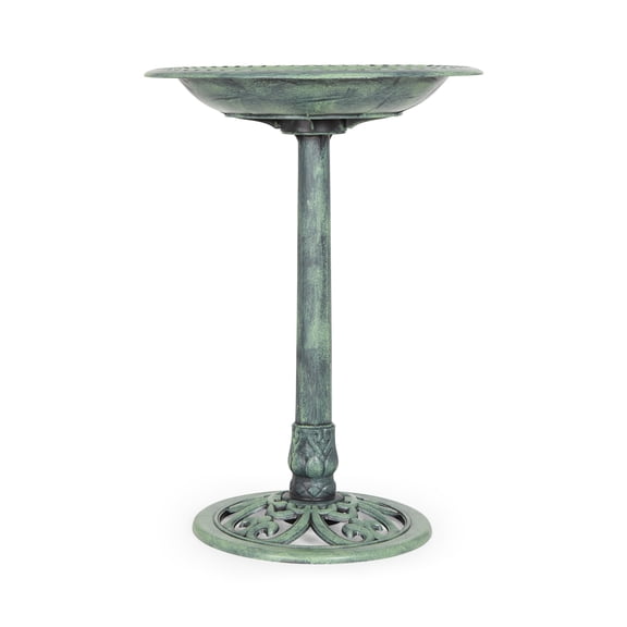 Backyard Expressions Outdoor Garden Bird Bath - Mint Green - Weather Resistant Polyresin - 27 Inch