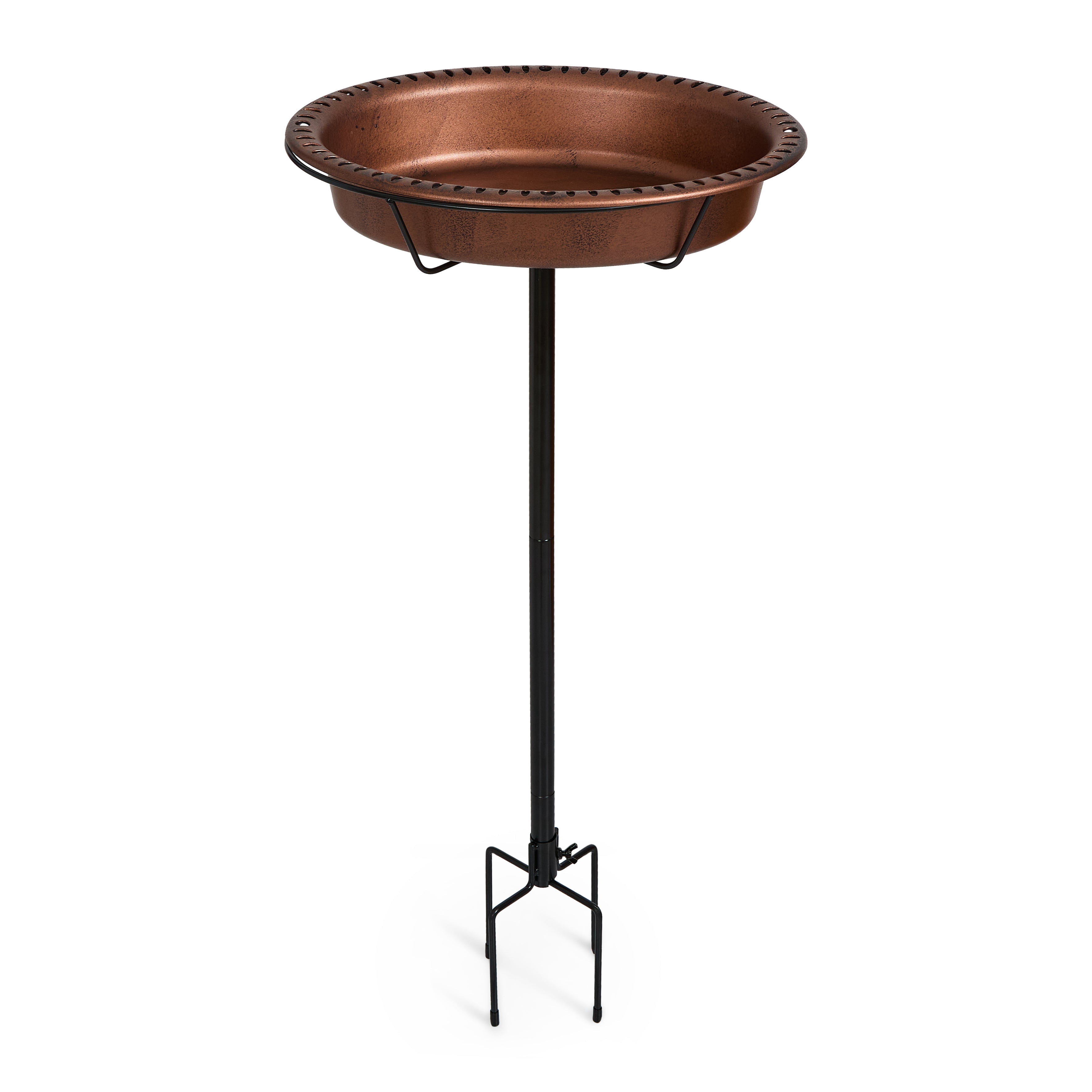 Backyard Expressions Oval Copper Finish Resin Garden Bird Bath with Ground Stake