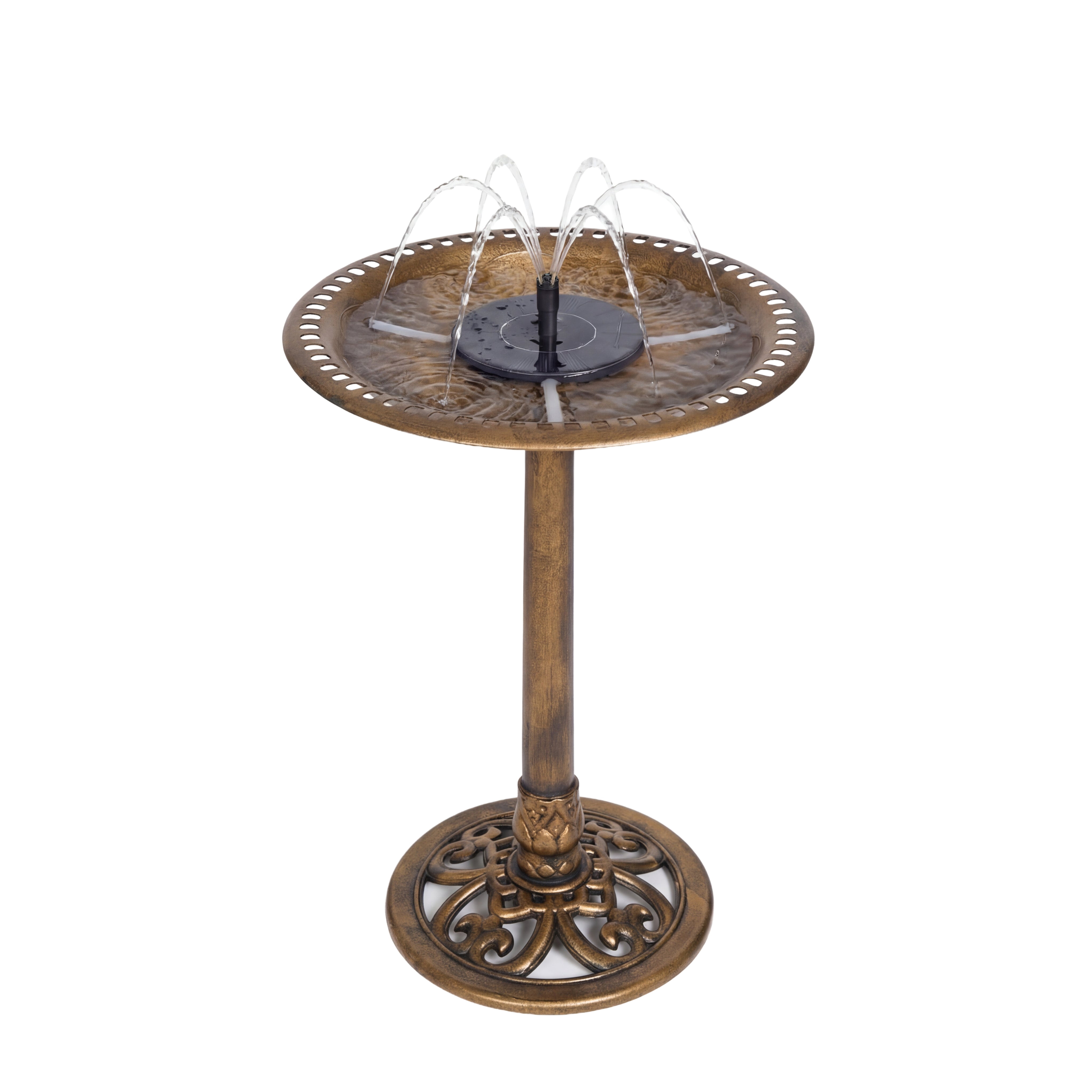 Backyard Expressions Solar Pump Outdoor Bird Bath Fountain, Antique Bronze Finish