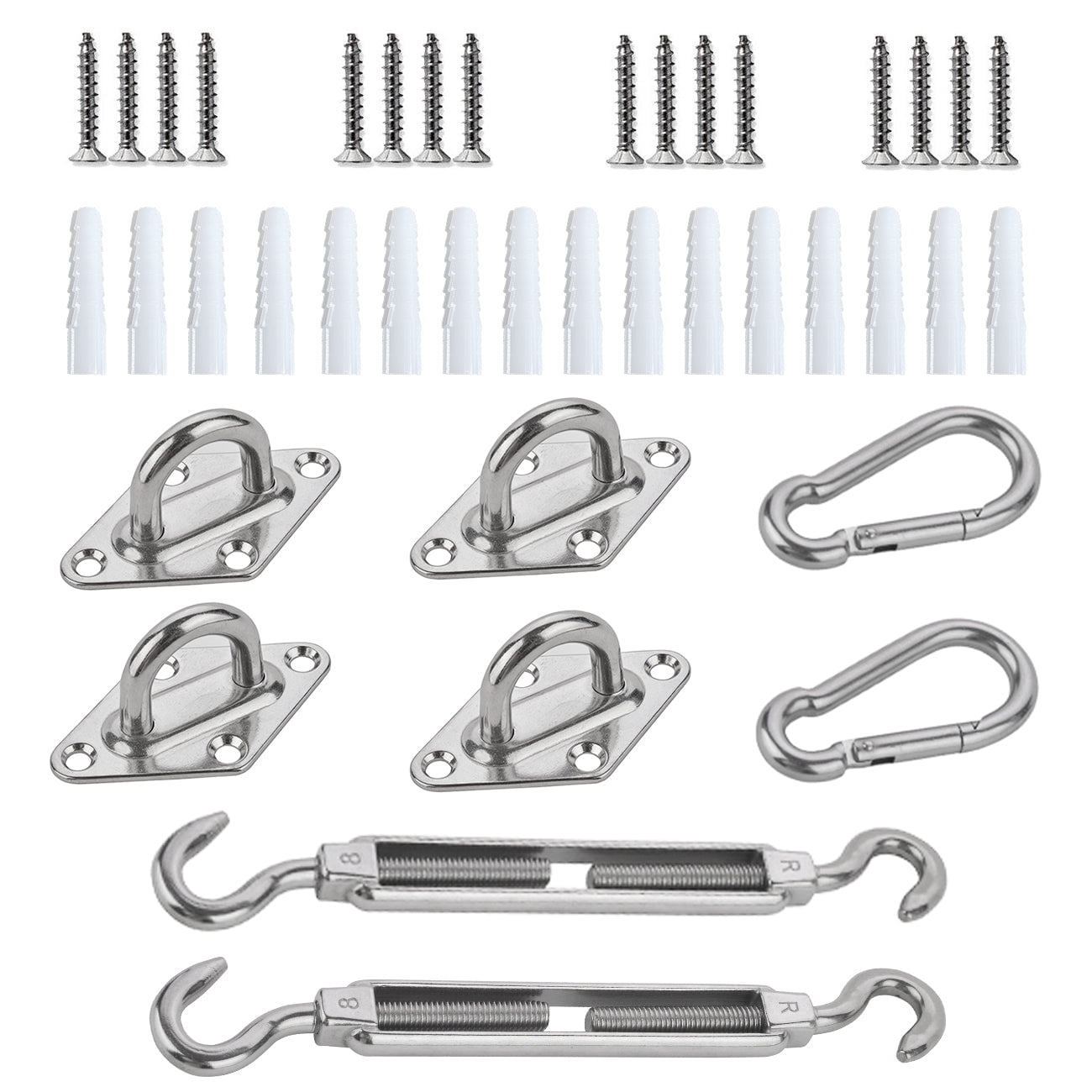 Silver Stainless Steel Sun Shade Sail Hardware Kit