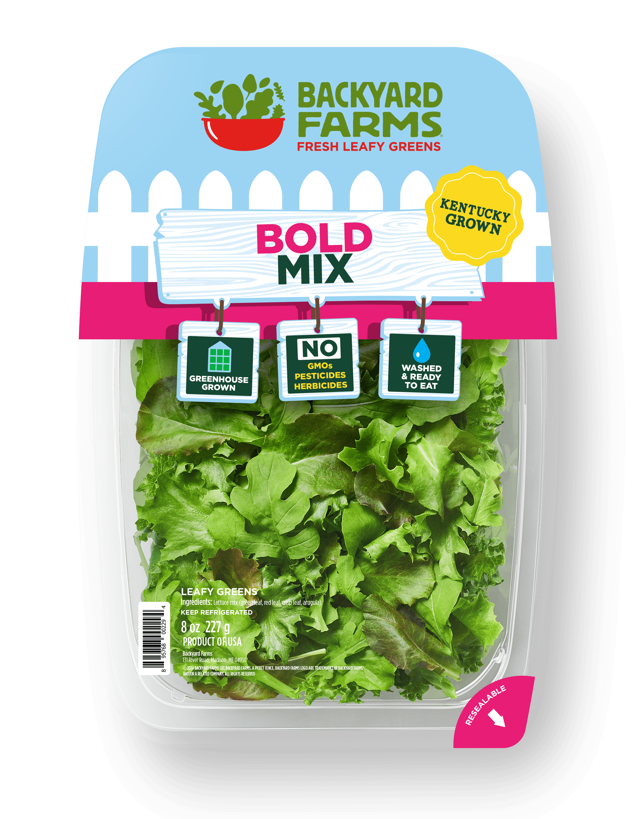 Backyard Farms Bold Mix Pre-Washed Lettuce, 8oz Resealable Package, Fresh