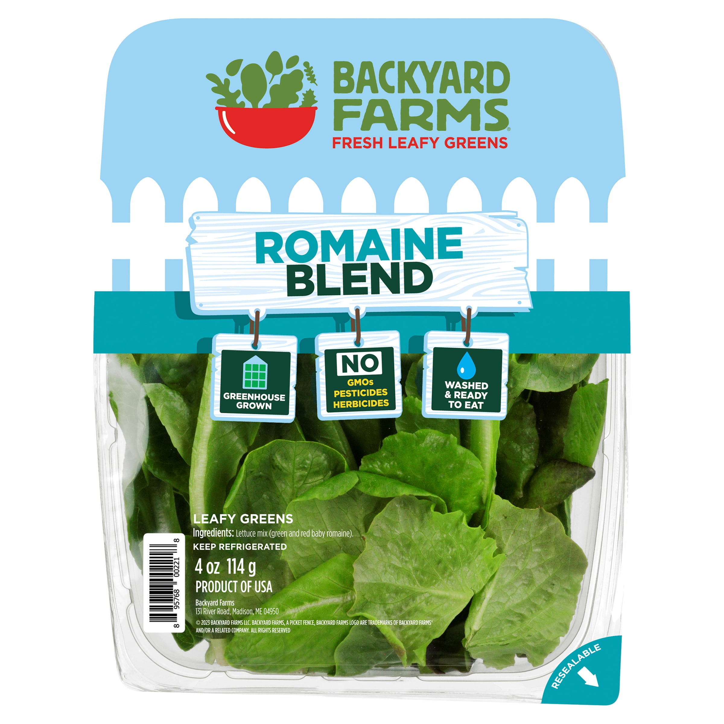 Backyard Farms Romaine Blend Pre-Washed Lettuce, 4 oz Resealable Package, Fresh