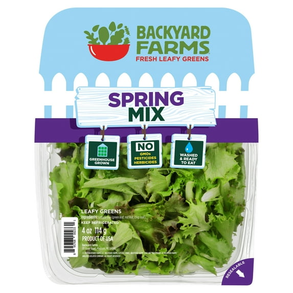 Backyard Farms Spring Mix Pre-Washed Lettuce, 4 oz Resealable Package, Fresh