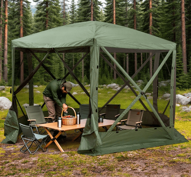 Backyard Gazebos, Hexagon Pop Up Party Tent Gazebo, Green Patio Gazebos ...