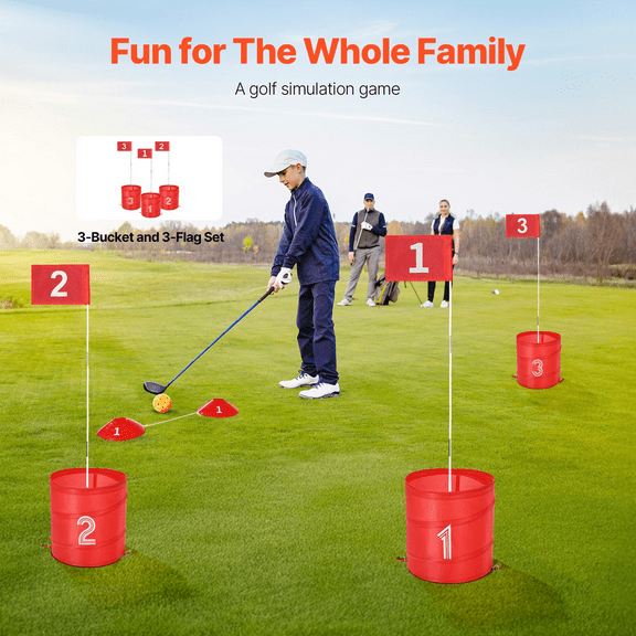 Zone Eleven Backyard Portable 3 Hole Bucket Golf Game for Kids and Adults