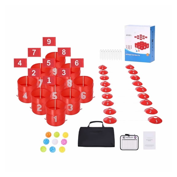 Backyard Golf Game Set, 9 Hole Portable Golf Course for Adults & Family, Outdoor Yard Games for Lawn, Beach, Park - Golf Chipping Practice