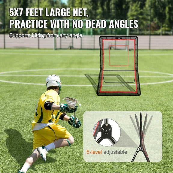 Backyard Lacrosse Rebounder Net, 5x7 Ft Volleyball Baseball Softball Bounce Back Screen with Adjustable Angle & Target