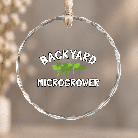 Backyard Micro Grower Sprout Microgreens Christmas Ornament, Holiday Keepsake Gift, Circle Glass Ornament