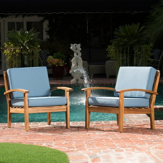 Backyard Outdoor Seating Chairs | Perfect for All - Day Outdoor Activity | Sturdy Acacia Wood | Water - Resistant Cushion Design