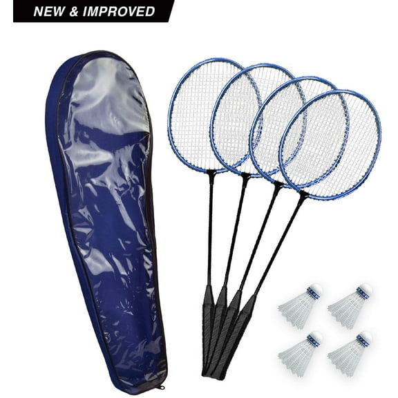 Backyard Pool Badminton Set for 4 - Includes 4 Rackets and 4 Birdies, Durable Design for Swimming Pool & Lawn Games