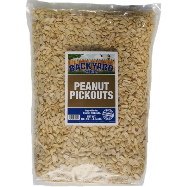 Backyard Seeds Shelled Peanut Pickouts for Woodpeckers, Birds, Squirrels, Wildlife (10 Pounds