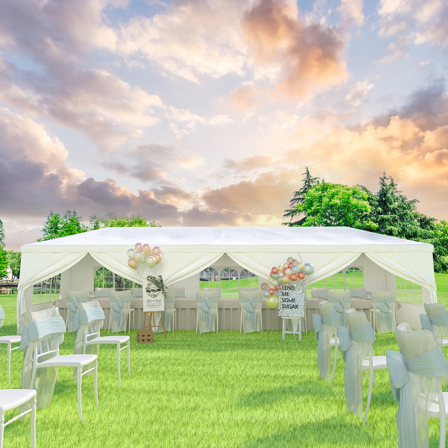 Inzet Hedendaags Nylon Backyard Tent for Parties, White 10x30ft Wedding Party Tent Patio Gazebo  with 8 Removable Sidewalls, Canopy Tent for Camping Outside Party BBQ -  Walmart.com
