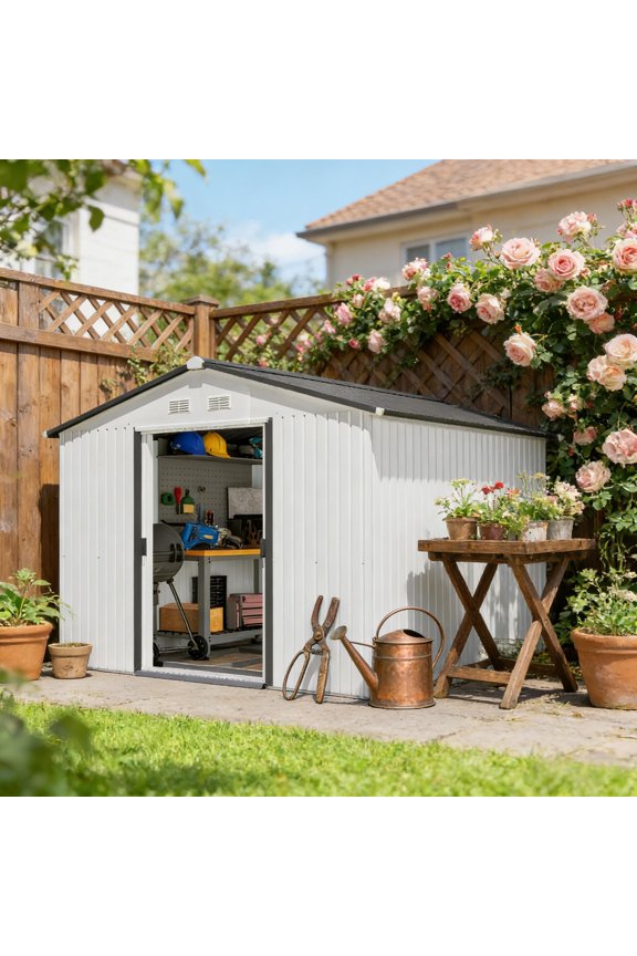 Backyard Tool House,Outdoor Metal Storage Shed