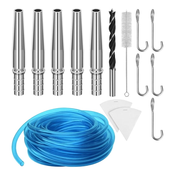 Backyard Tree Tapping Set for Maple Sap, Stainless Steel Spiles with Hose-Ready Manual Design for Spring Use Outdoors