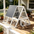 thumbnail image 1 of Backyard Weatherproof A-Frame Quail Cage with Galvanized Wire Mesh for 8 Quails, White, 1 of 8