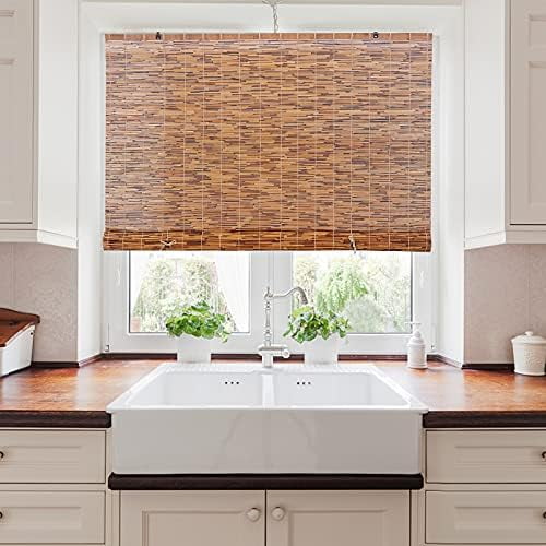 Backyard X-Scapes 20-BLC4 Light-Filtering Cord-Free Bamboo Reed Roll-Up Blind Shades for Windows, 48 in W x 72 in H, Cocoa