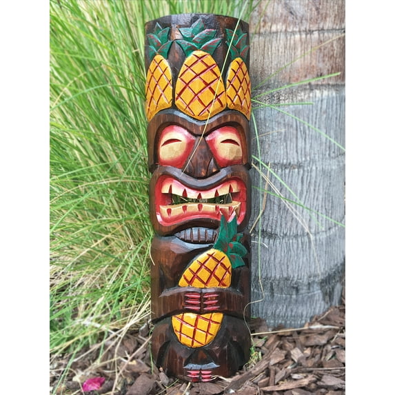 Backyard X-Scapes 20 in. Tiki Mask Pineapple King Wood Yard Decoration