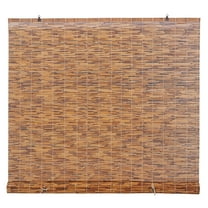 Backyard X-Scapes Cord Free Chocolate Light-Filtering Natural Bamboo Reed Roman Shades Manual Roll Up Blinds 60 in W x 72 in L