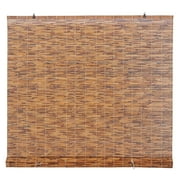 Backyard X-Scapes Reed Blinds Manual Roll-Up Cord Free Roman Shades, Chocolate, 72" W x 72" L