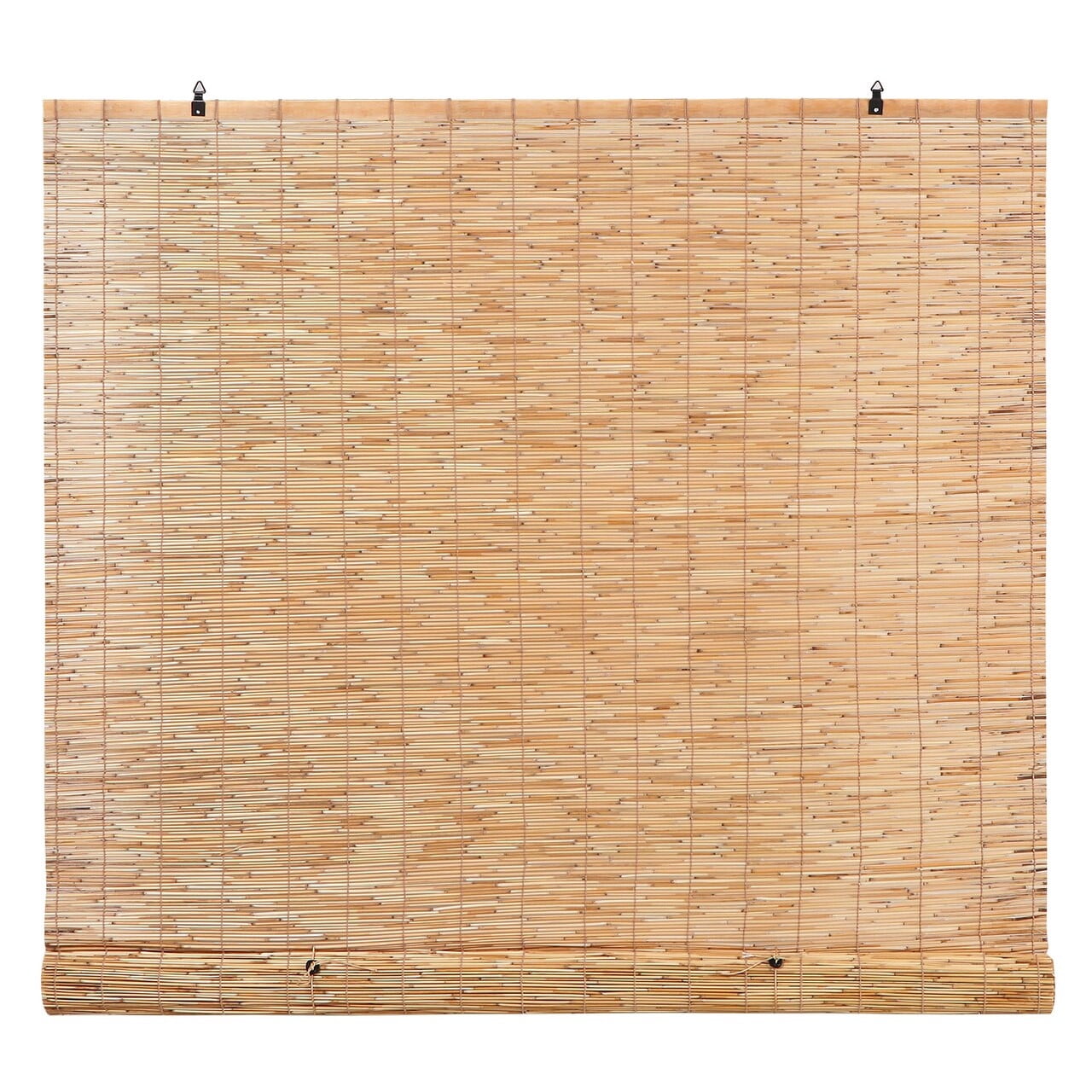 Backyard X-Scapes Reed Blinds Manual Roll-Up Cord Free Roman Shades, Natural, 60" W x 72" H