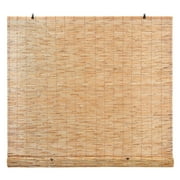 Backyard X-Scapes Reed Blinds Manual Roll-Up Cord Free Roman Shades, Natural, 72" W x 72" L