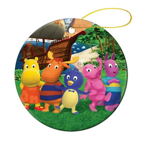 Backyardigans Ceramic Christmas Tree Ornaments Round Souvenir X-Mas Hanging Ornaments House Party Home Decor 1 Pcs