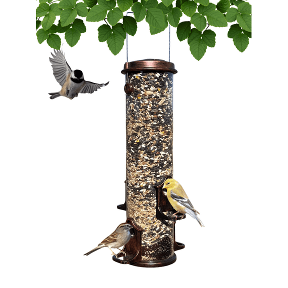 Backyards Essentials Standard Tube Feeder Copper Metal Bird Seed Feeder, 7 Cup Capacity