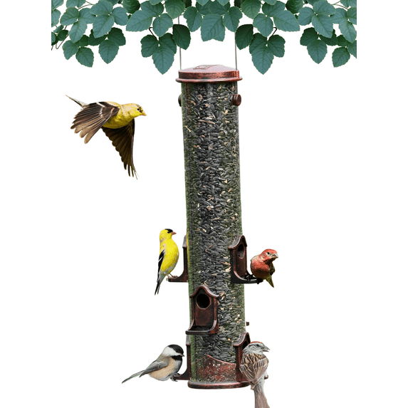Backyards Essentials Tube Bird Feeder Copper Mammoth Bird Seed Feeder, 10 Cup Capacity