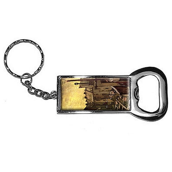 Backyards Of Old Houses In Antwerp In The Snow By Vincent Van Gogh Keychain Key Chain Ring Bottle Bottlecap Opener