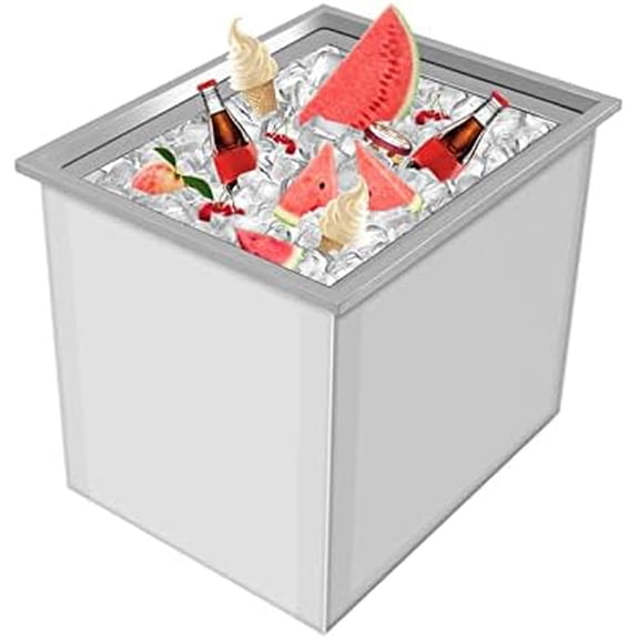 Bacocoo 22''L x 17''W x 12''H Drop in Ice Chest - Stainless Steel Insulated Cooler with Lid - 47L/49.7 Qt Ice Bin for Outdoor Parties, Bars & Kitchens, Holds Wine, Beer & Frozen Food.$$Garden &