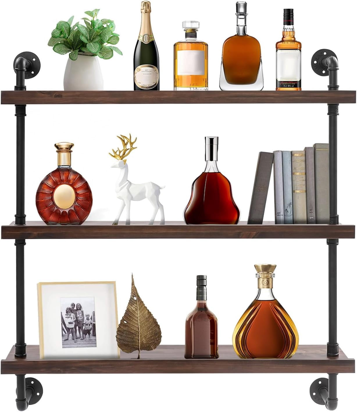 Bacocoo 39.7in Large Wine Rack with LED Light Solid Wood Wall Mounted ...