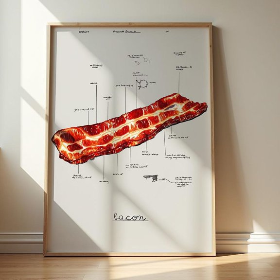 Bacon Anatomy Textbook Style Kitchen Wall Art Unframed Paper Print