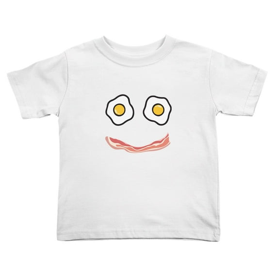 Bacon And Egg Smiley Face Cute Toddler T-Shirts for Boys Girls (White, Youth S)